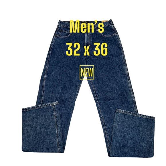 Men's REDHEAD Jeans 32 x 36 Pants Dark Navy Blue Boot Cut Cotton Denim NWT - Picture 2 of 11